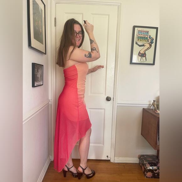 Y2K Vintage Asymetrical Strapless Tubetop Dress - Picture 4 of 10